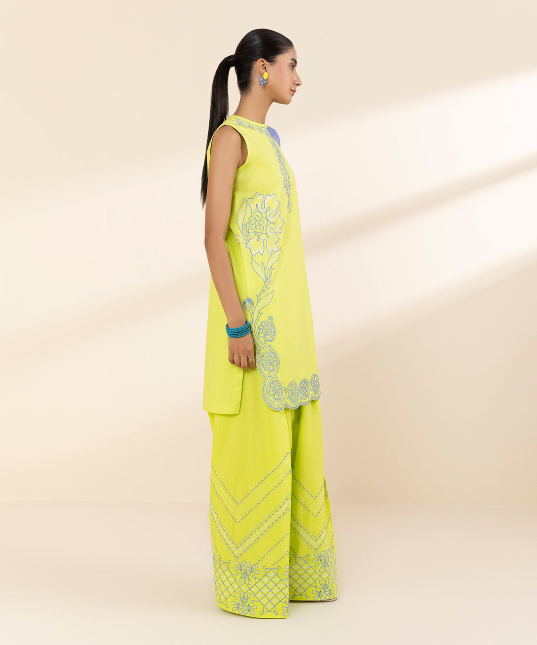 Women's Unstitched Lawn Embroidered Yellow 3 Piece Suit