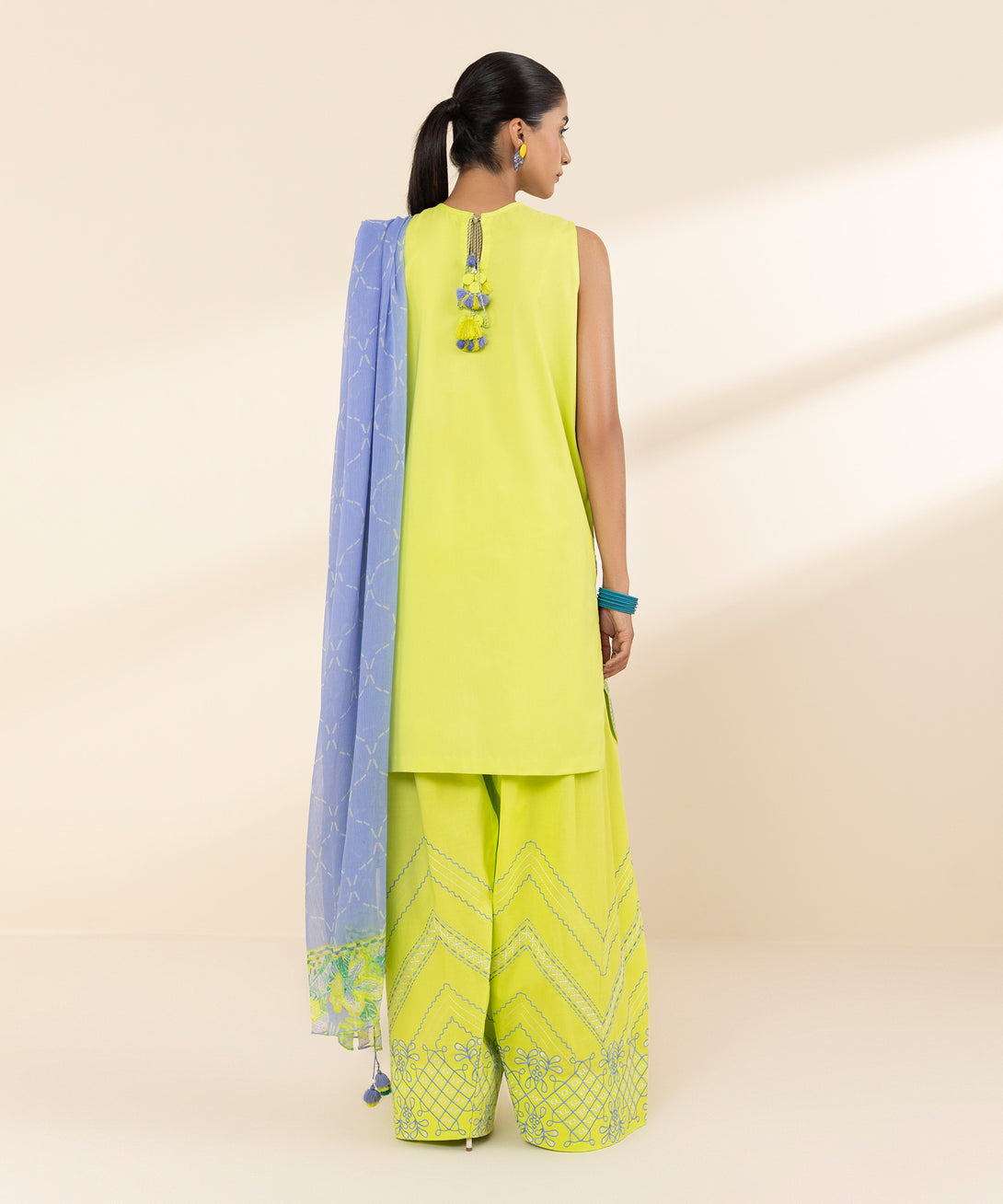 Women's Unstitched Lawn Embroidered Yellow 3 Piece Suit