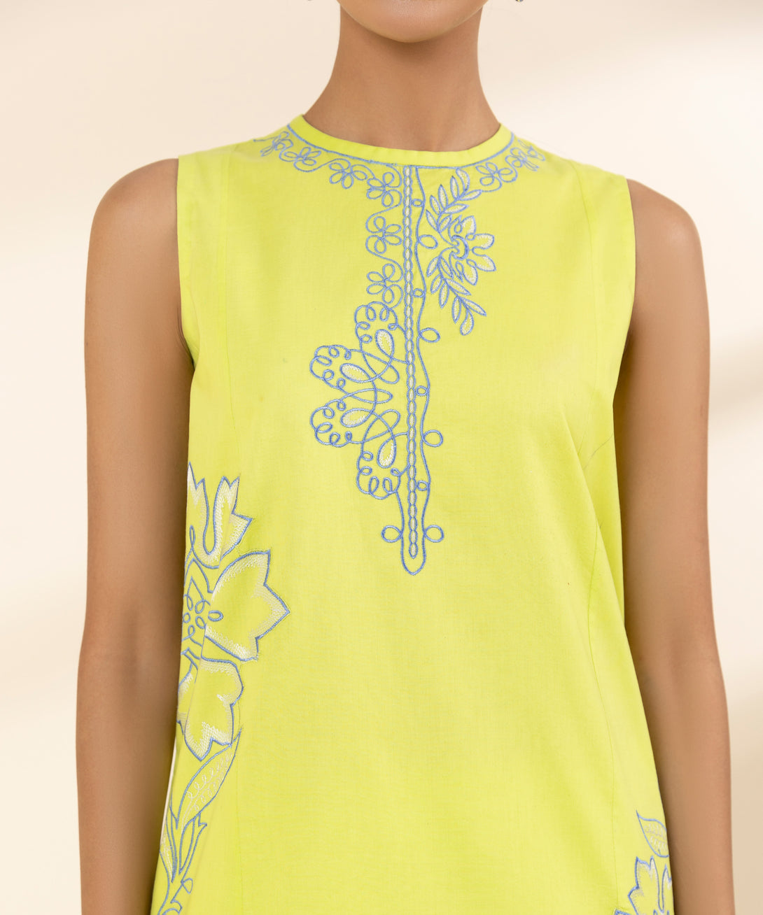 Women's Unstitched Lawn Embroidered Yellow 3 Piece Suit