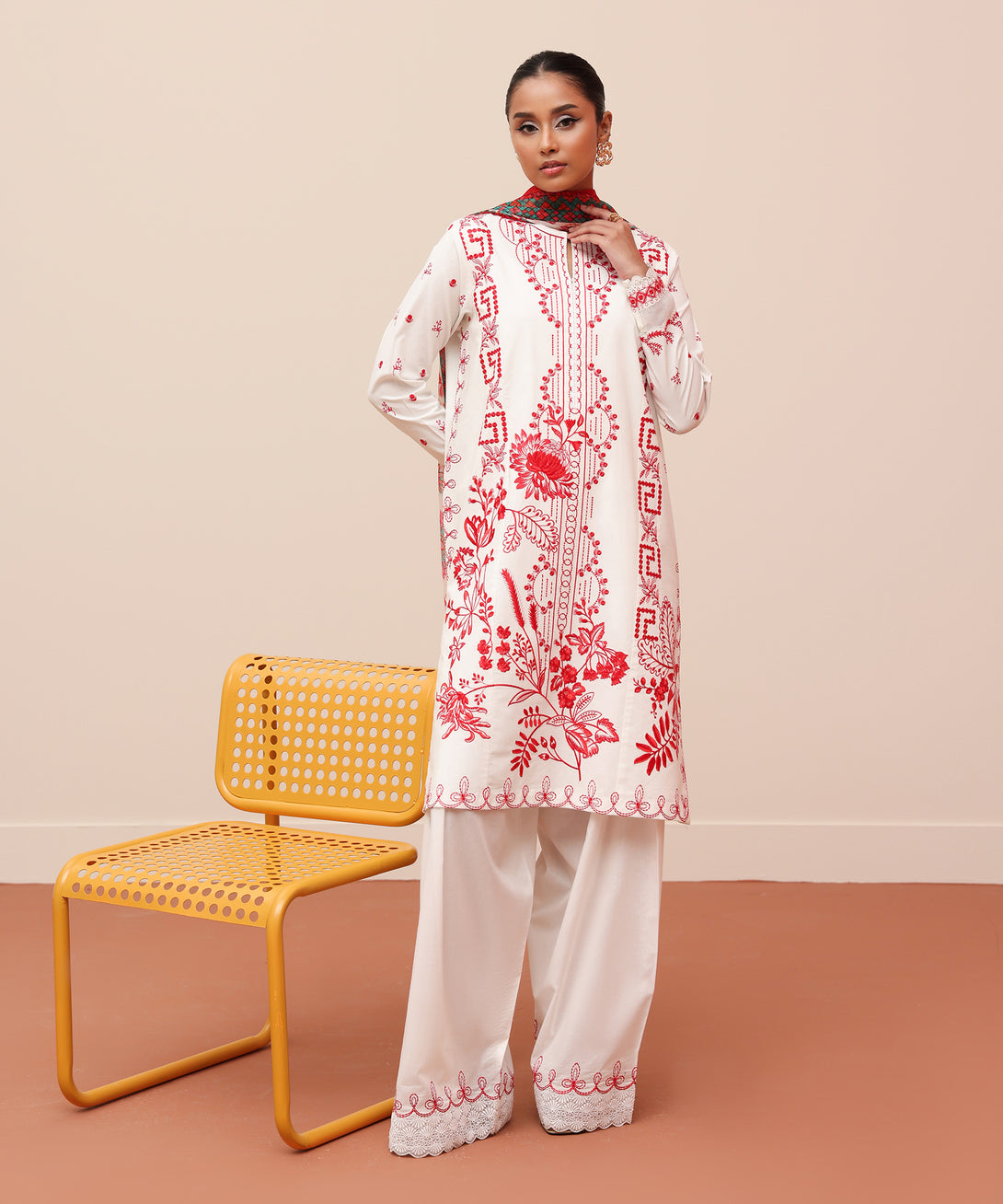 Women's Unstitched Lawn Embroidered Multi 3 Piece Suit