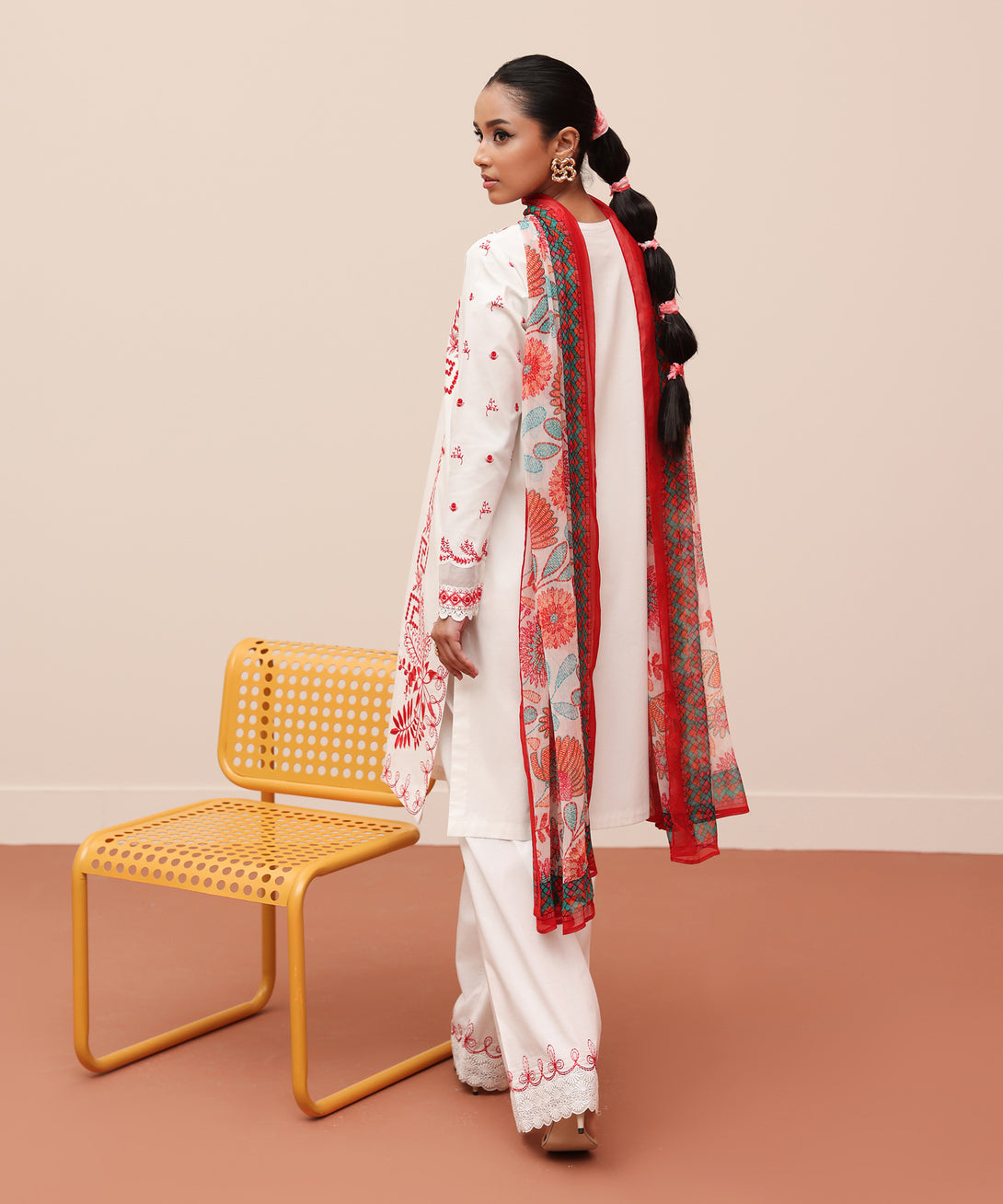 Women's Unstitched Lawn Embroidered Multi 3 Piece Suit