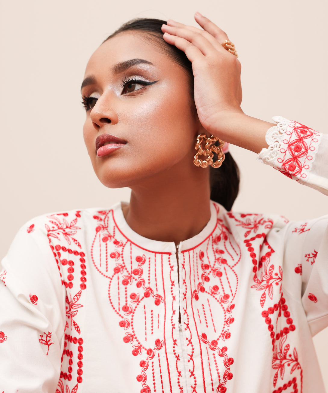 Women's Unstitched Lawn Embroidered Multi 3 Piece Suit