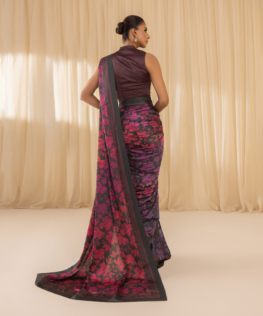 Women's Unstitched Embroidered Blended Satin Multi 3 Piece Suit