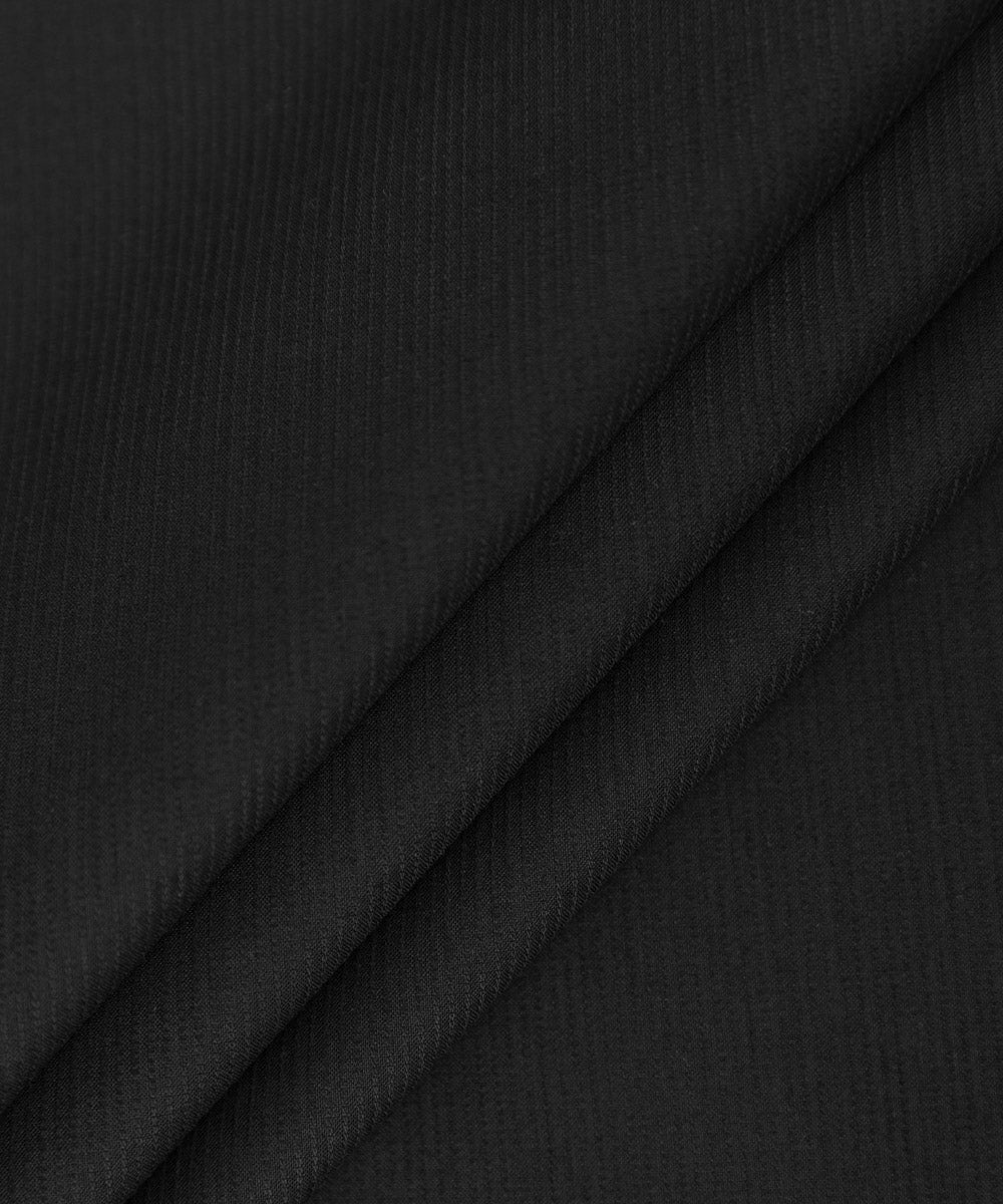 Mens Unstitched Black Blended Dobby Fabric full suit fabric