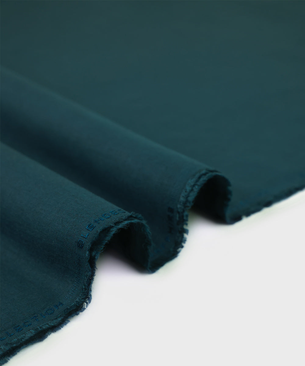 Men's Unstitched Dark Teal Blue Luxury Wool, Wool Full Suit Fabric