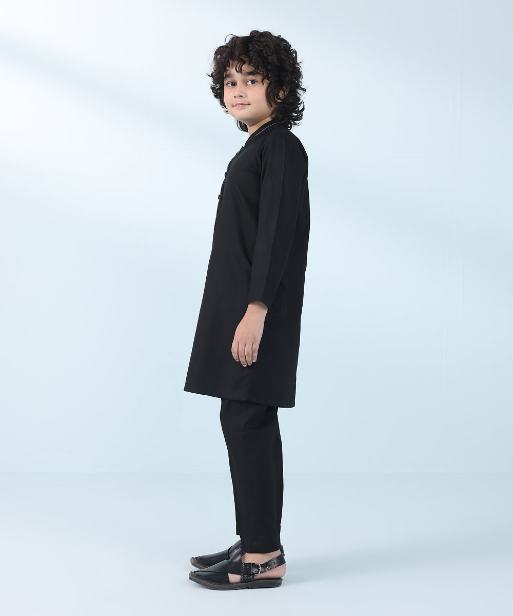 Kids East Boy's Black 2 Piece Dyed  Dobby Suit