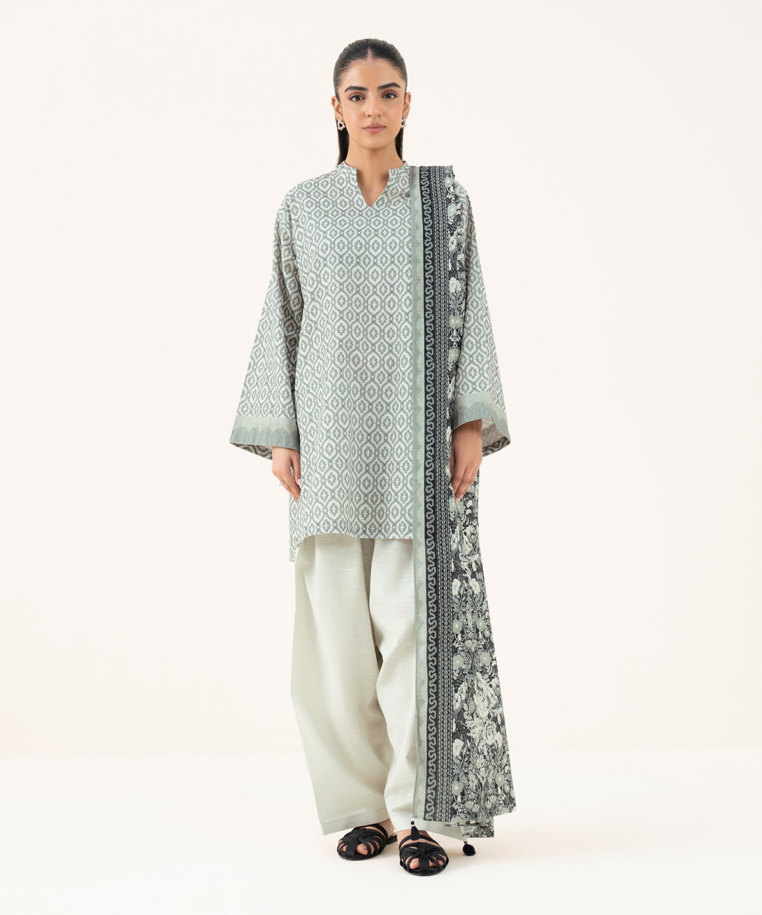 Women's Unstitched Lawn Printed Multi Two Piece Suit