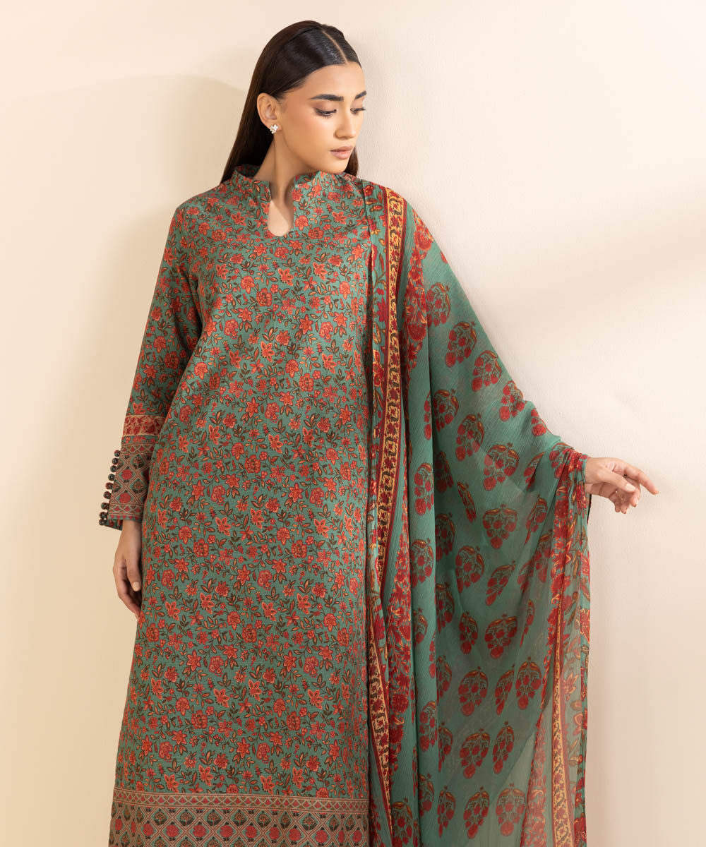 Women's Unstitched Light Khaddar Shirt and Dupatta