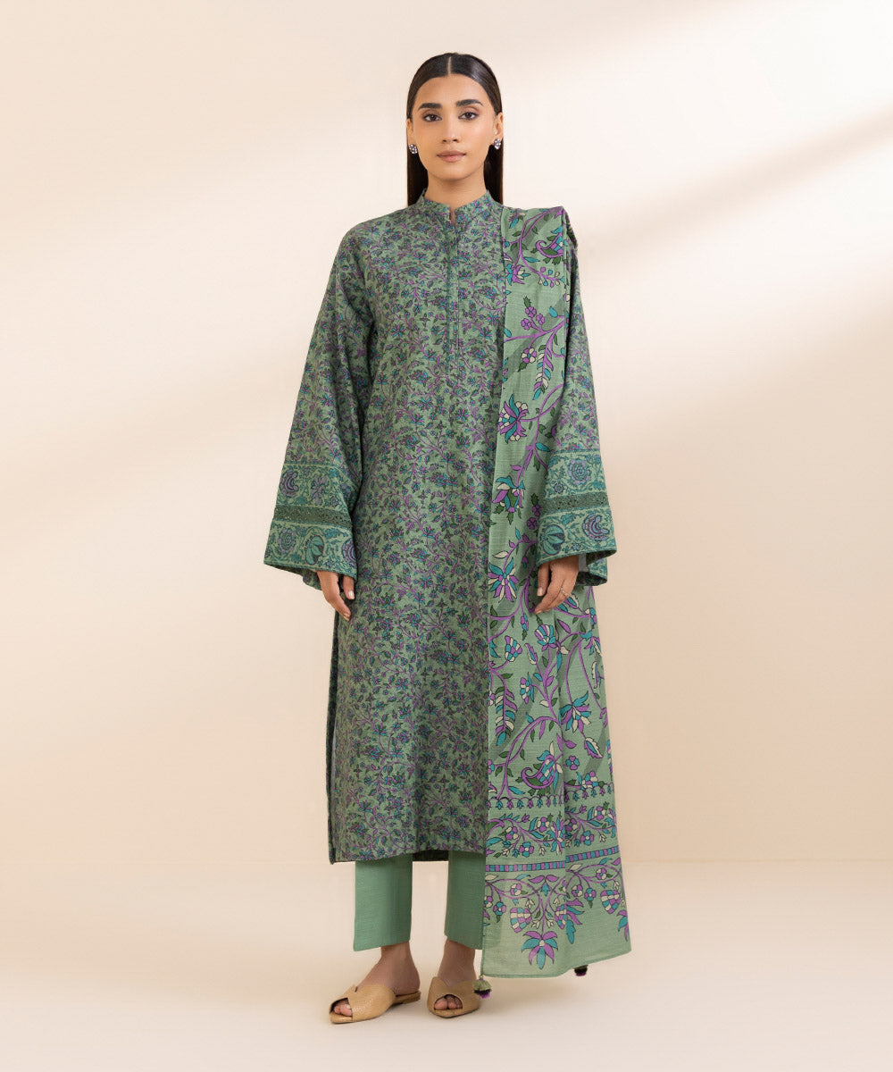 Women's Unstitched Light Khaddar Shirt and Dupatta