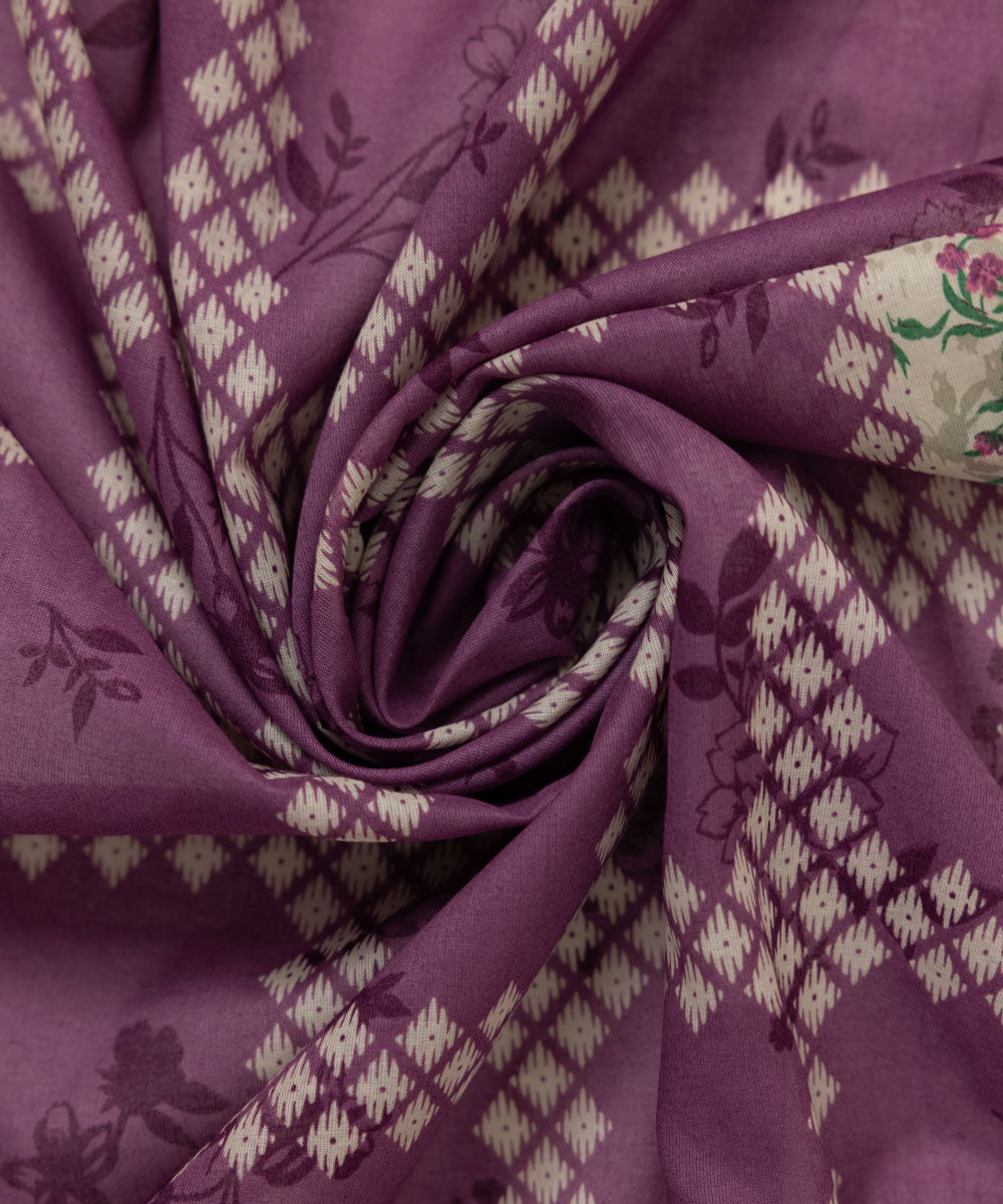 Voile Purple Printed Dupatta