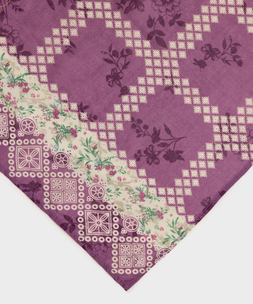 Voile Purple Printed Dupatta