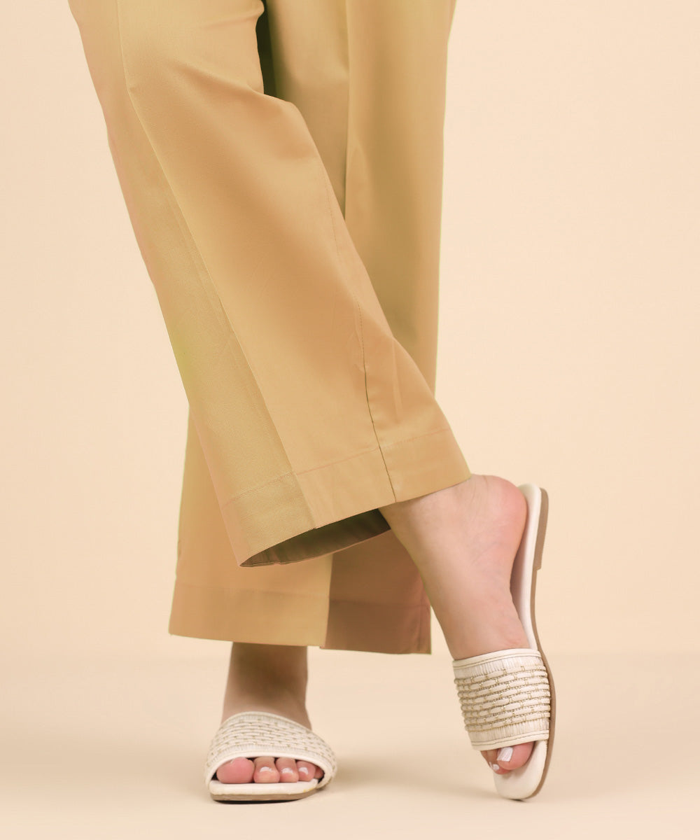 Unstitched Women's Beige Cotton Trousers