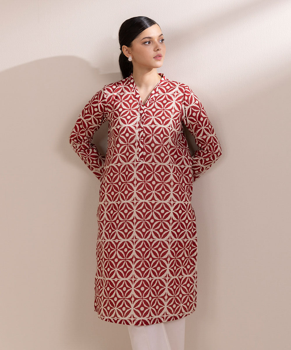 Women's Pret Lawn Printed Red A-Line Shirt