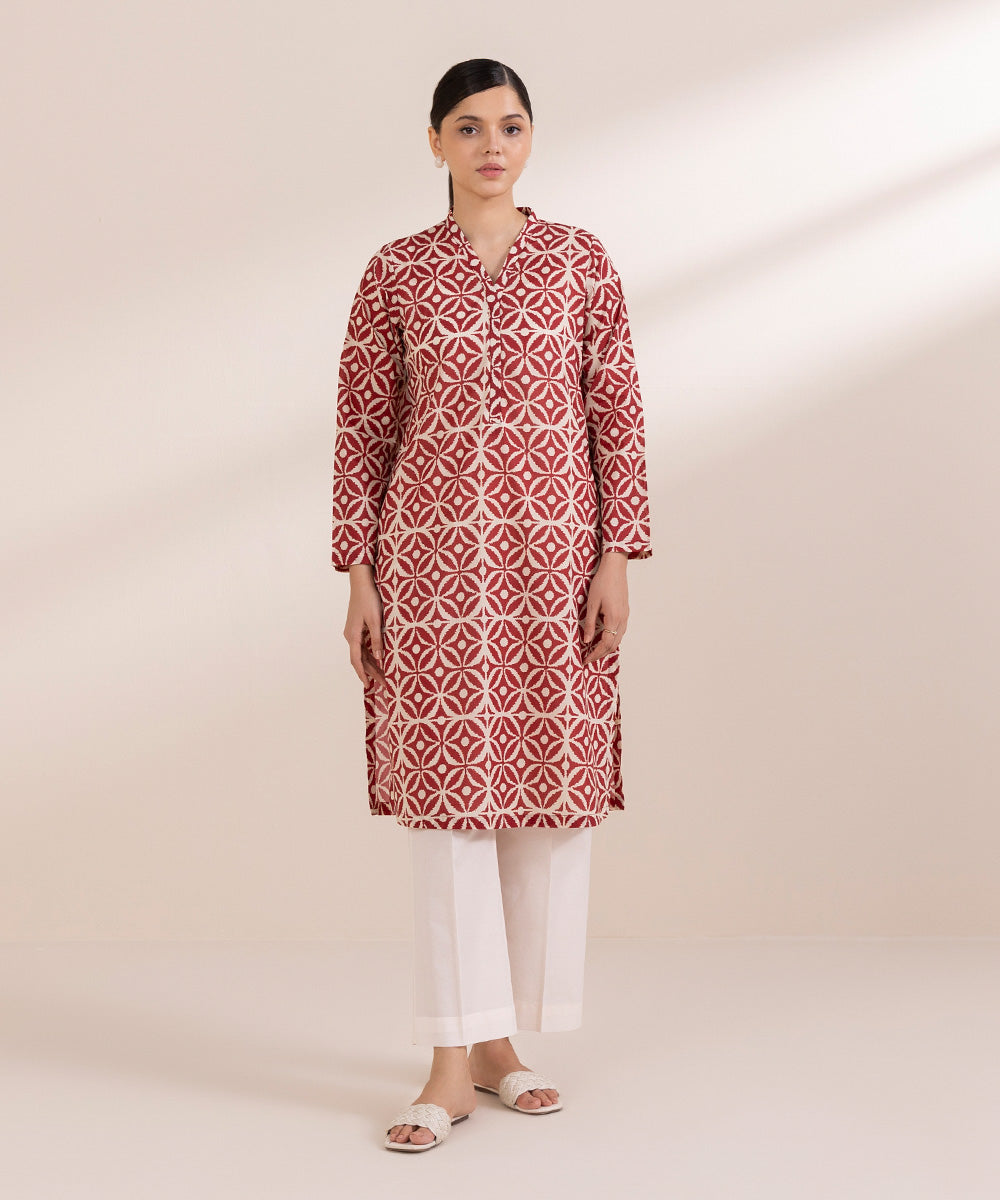 Women's Pret Lawn Printed Red A-Line Shirt