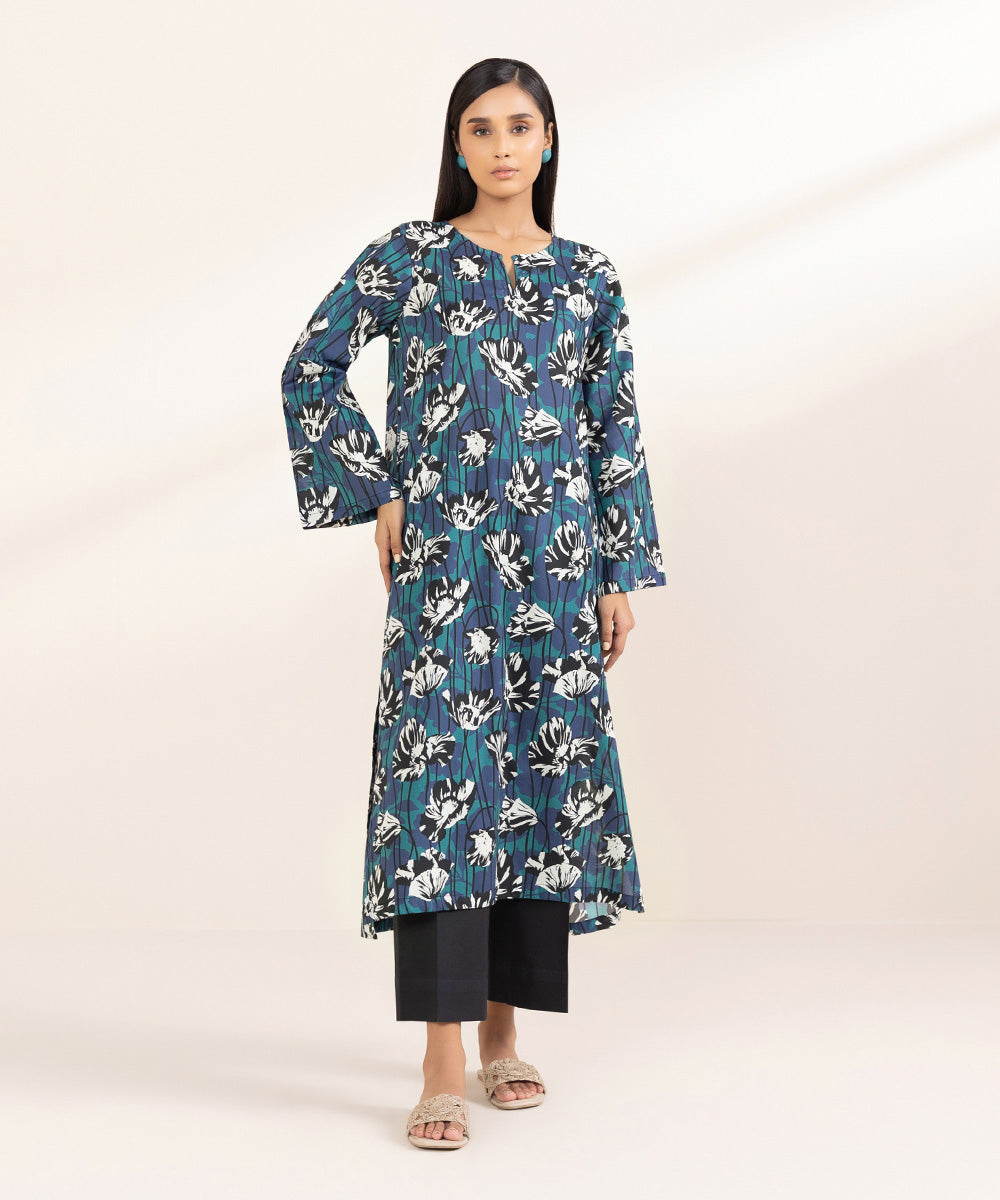 Women's Pret Lawn Printed Blue A-Line Shirt