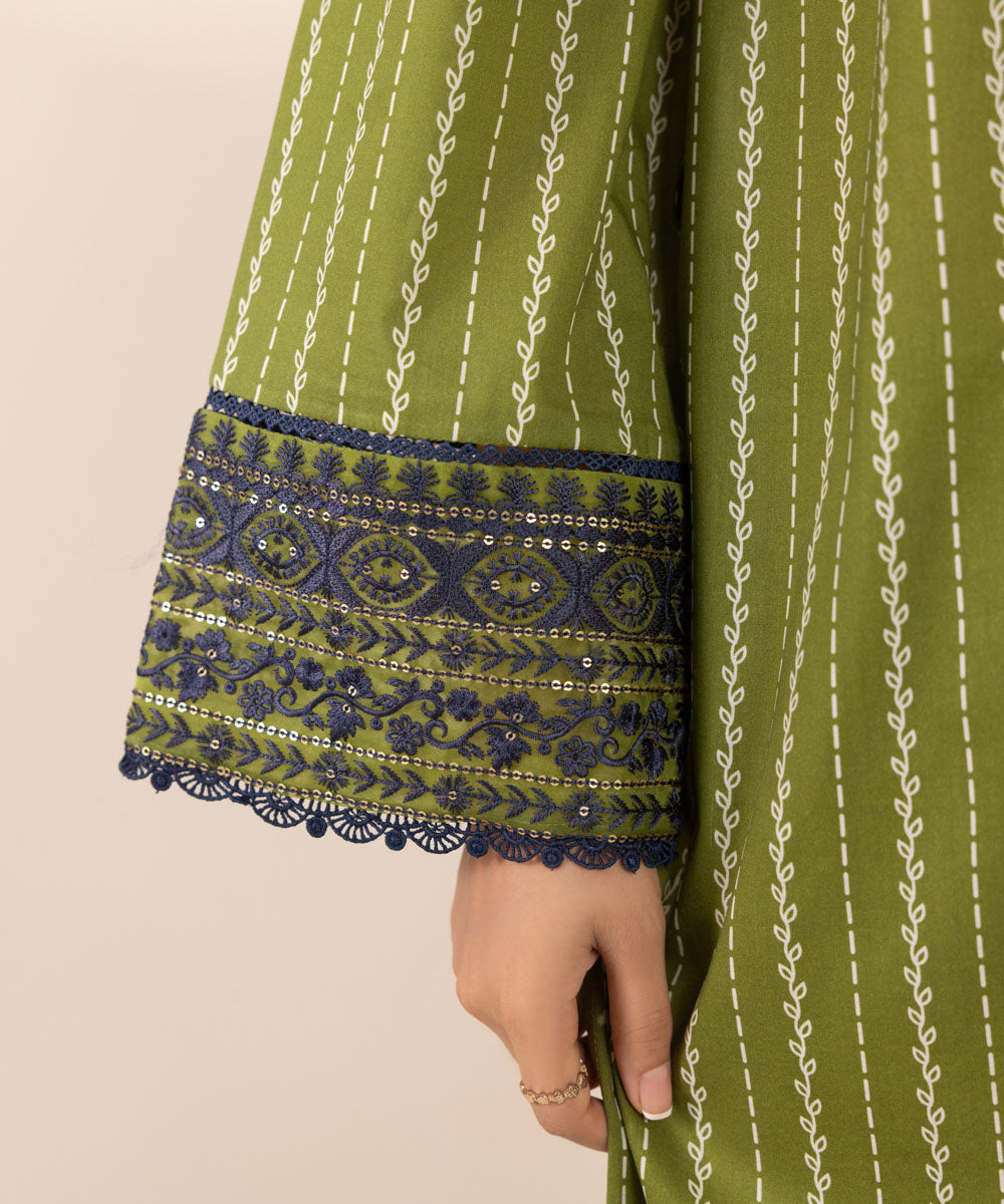 Women's Pret Lawn Embroidered Green A-Line Shirt