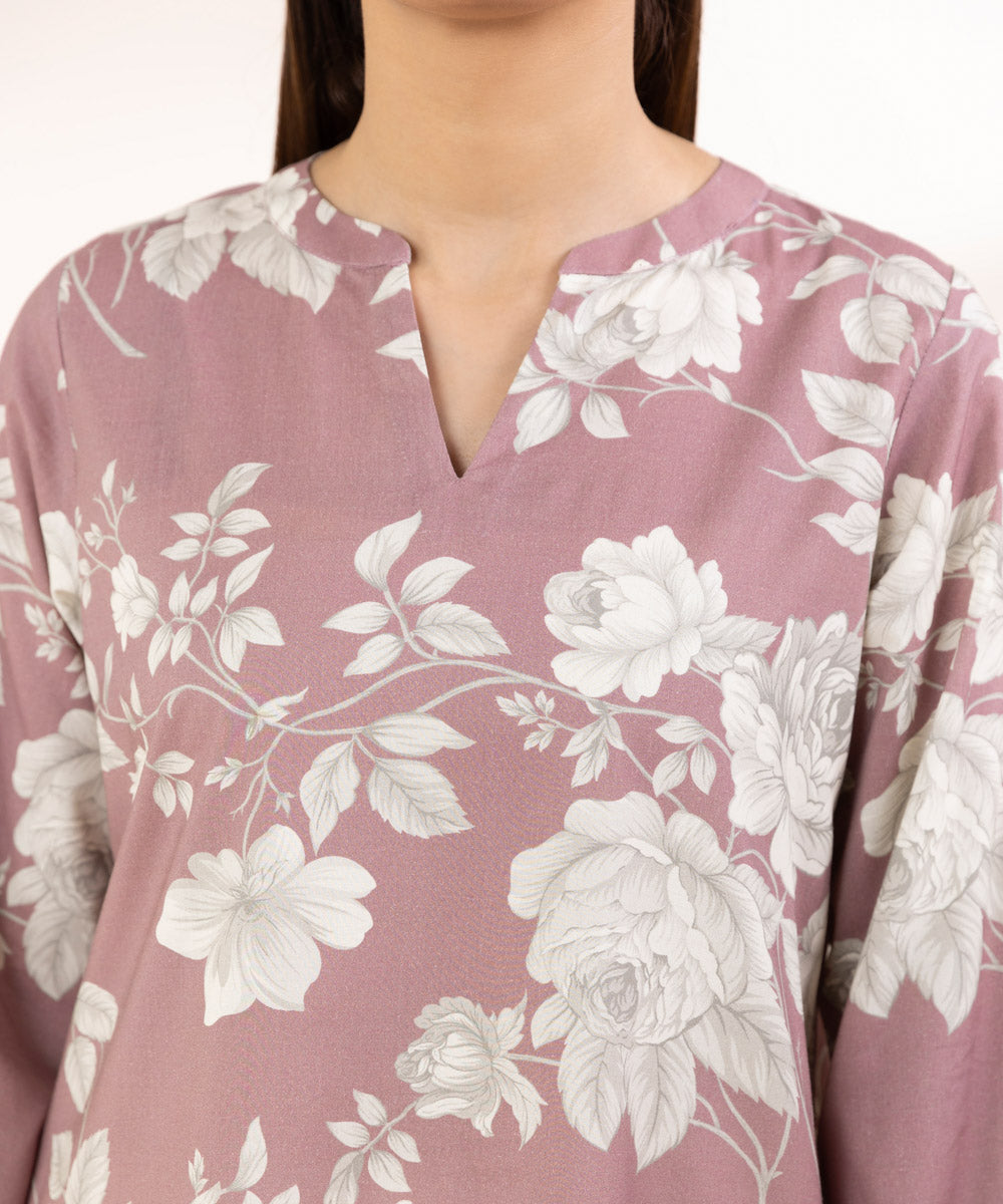 Women's Pret Cotton Viscose Pink Printed A-Line Shirt