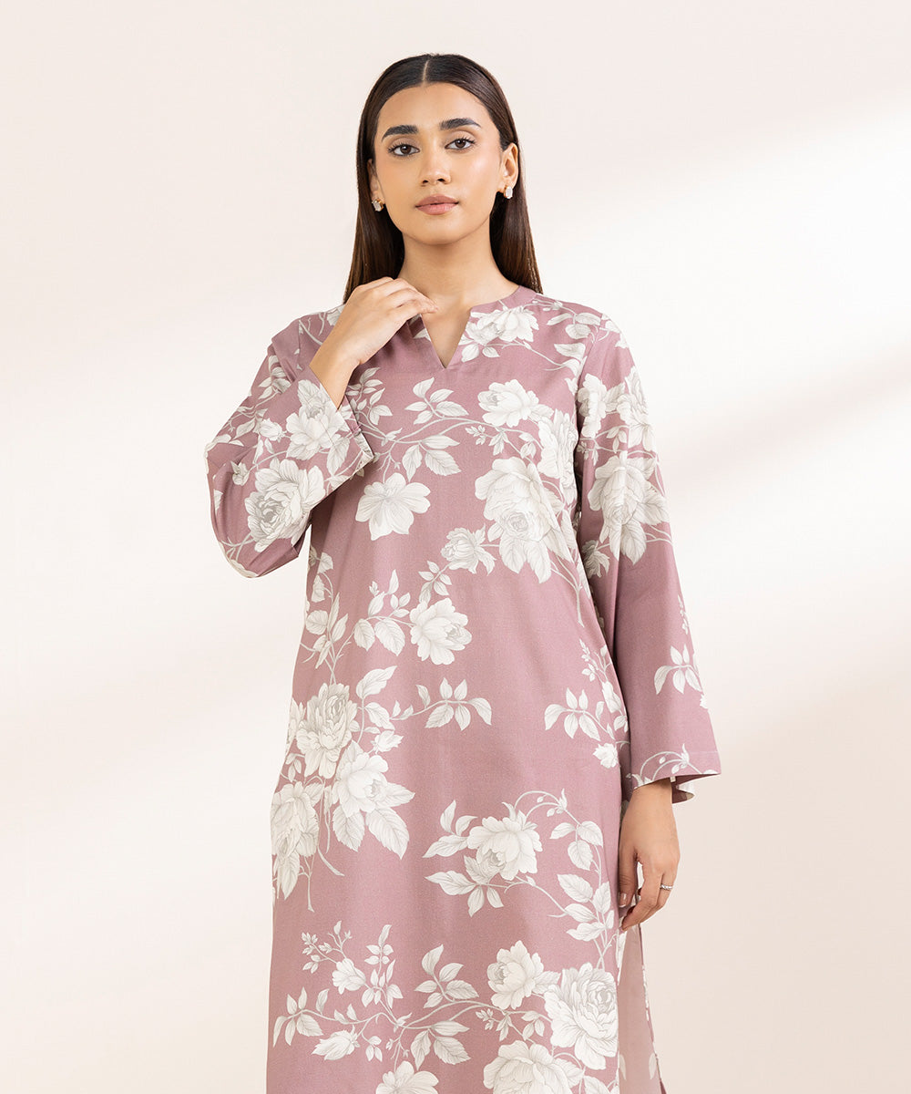 Women's Pret Cotton Viscose Pink Printed A-Line Shirt