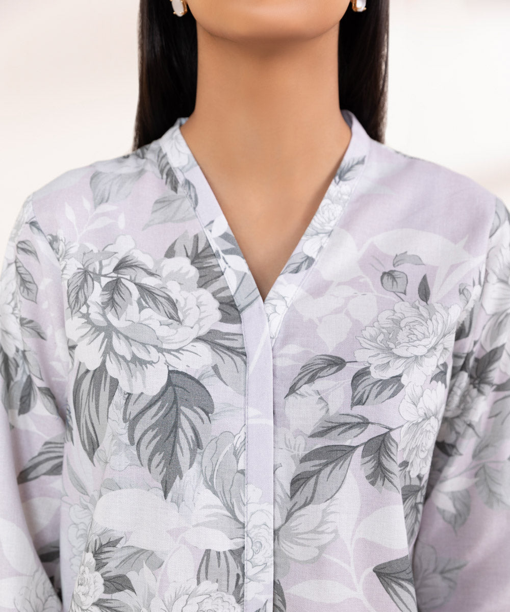 Women's Pret Khaddar Grey Printed A-Line Shirt