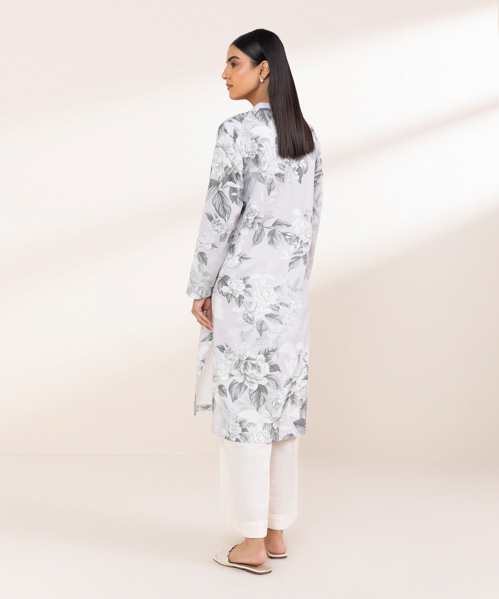 Women's Pret Khaddar Grey Printed A-Line Shirt