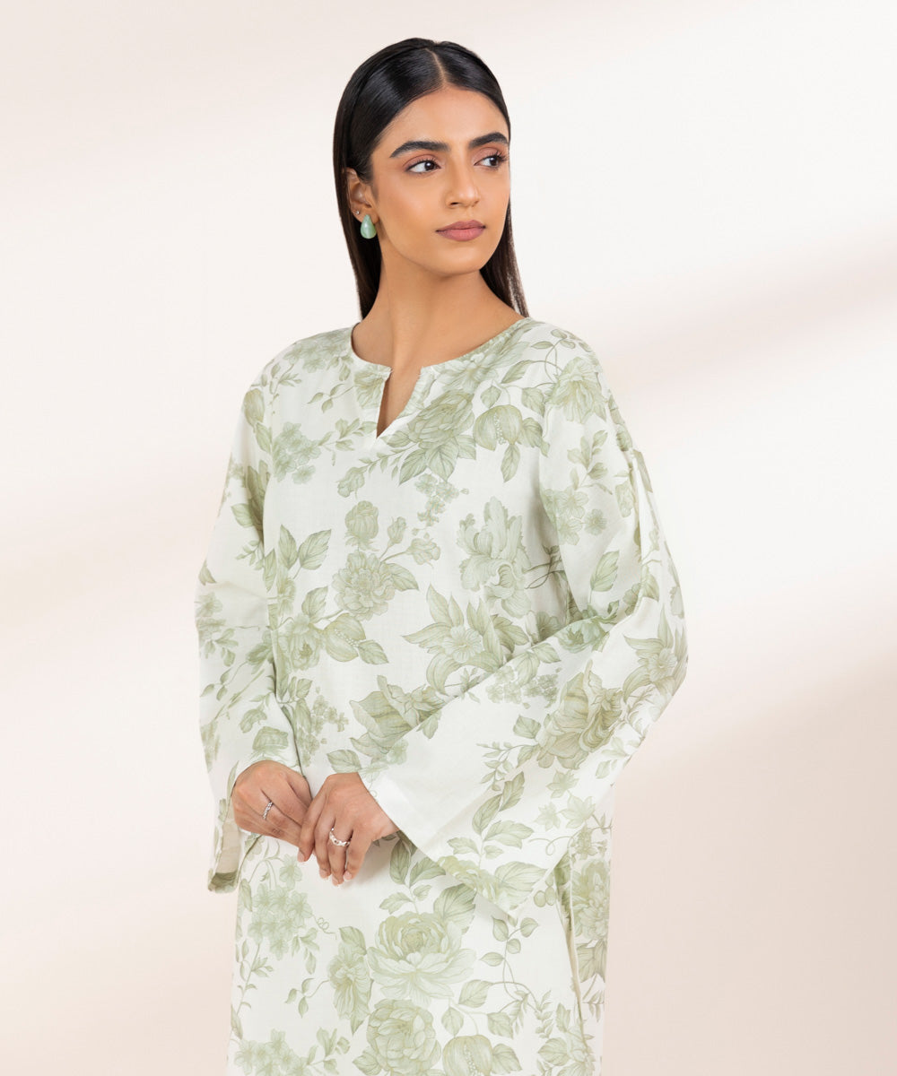 Women's Pret Khaddar White Printed A-Line Shirt