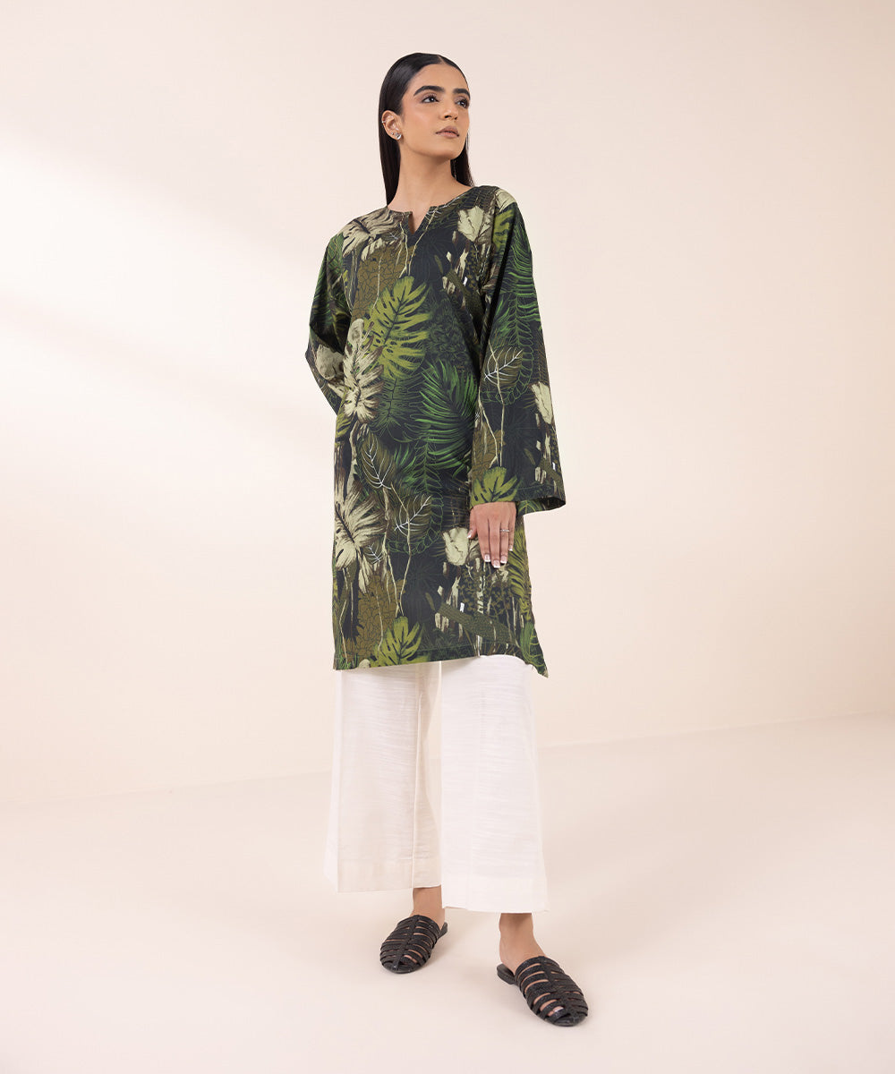 Women's Pret Lawn Green Printed Boxy Shirt