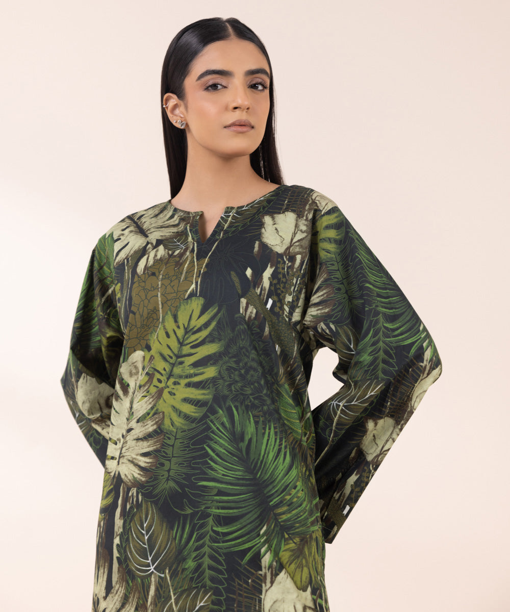 Women's Pret Lawn Green Printed Boxy Shirt