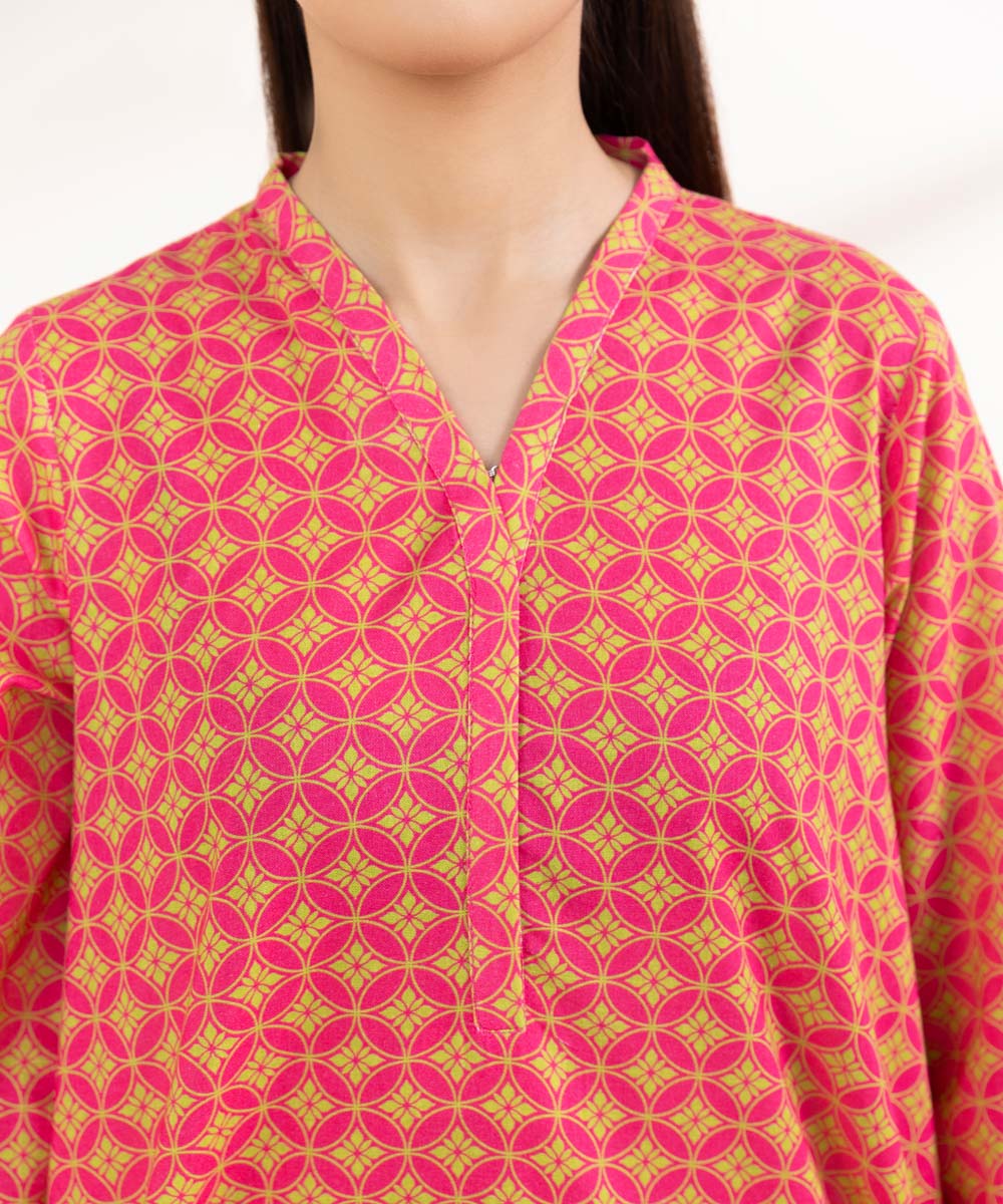 Women's Pret Khaddar Printed Pink Straight Shirt