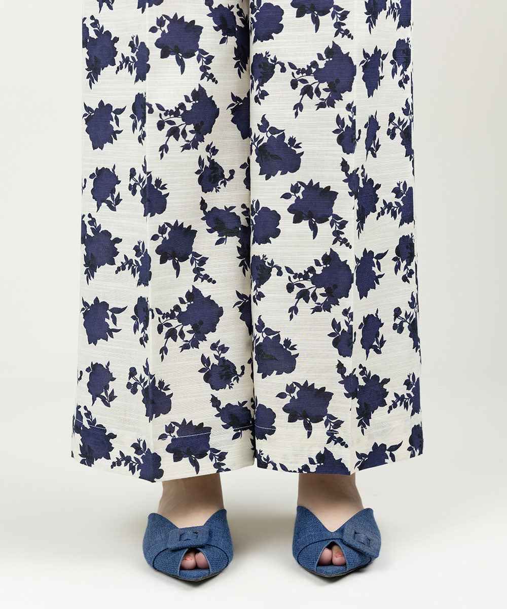 Women's Pret Cambric Printed Off White Culottes