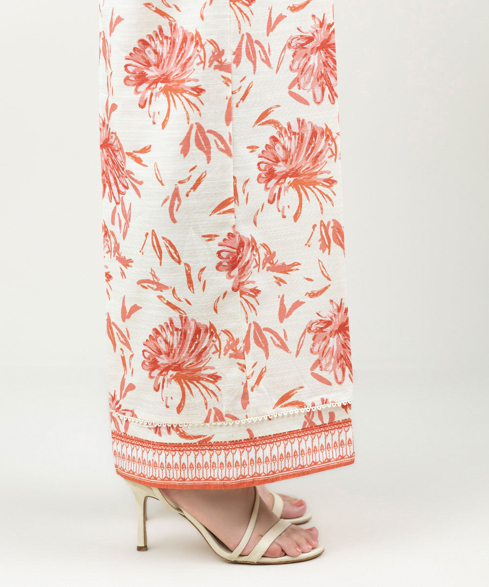 Women's Pret Cambric Printed Off White Culottes