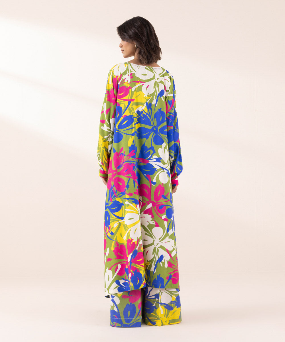 Women's RTW Arabic Lawn Multi Printed Drop Shoulder Shirt