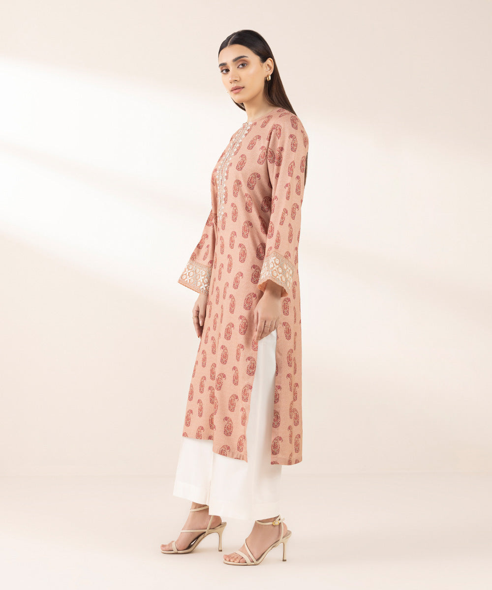 Women's Pret Arabic Lawn Pink Embroidered A-Line Shirt