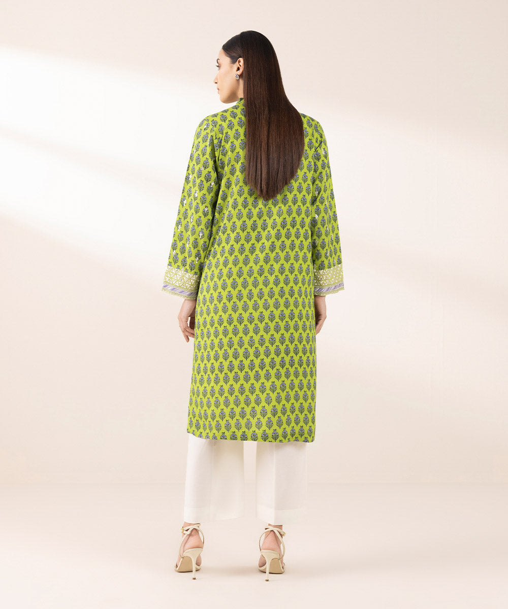 Women's Pret Arabic Lawn Green Embroidered A-Line Shirt