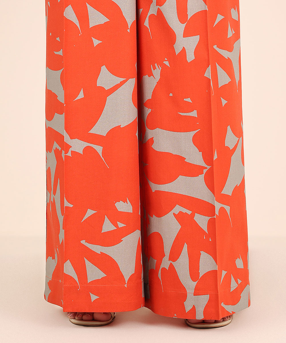 Women's RTW Cambric Red Printed Flared Pants