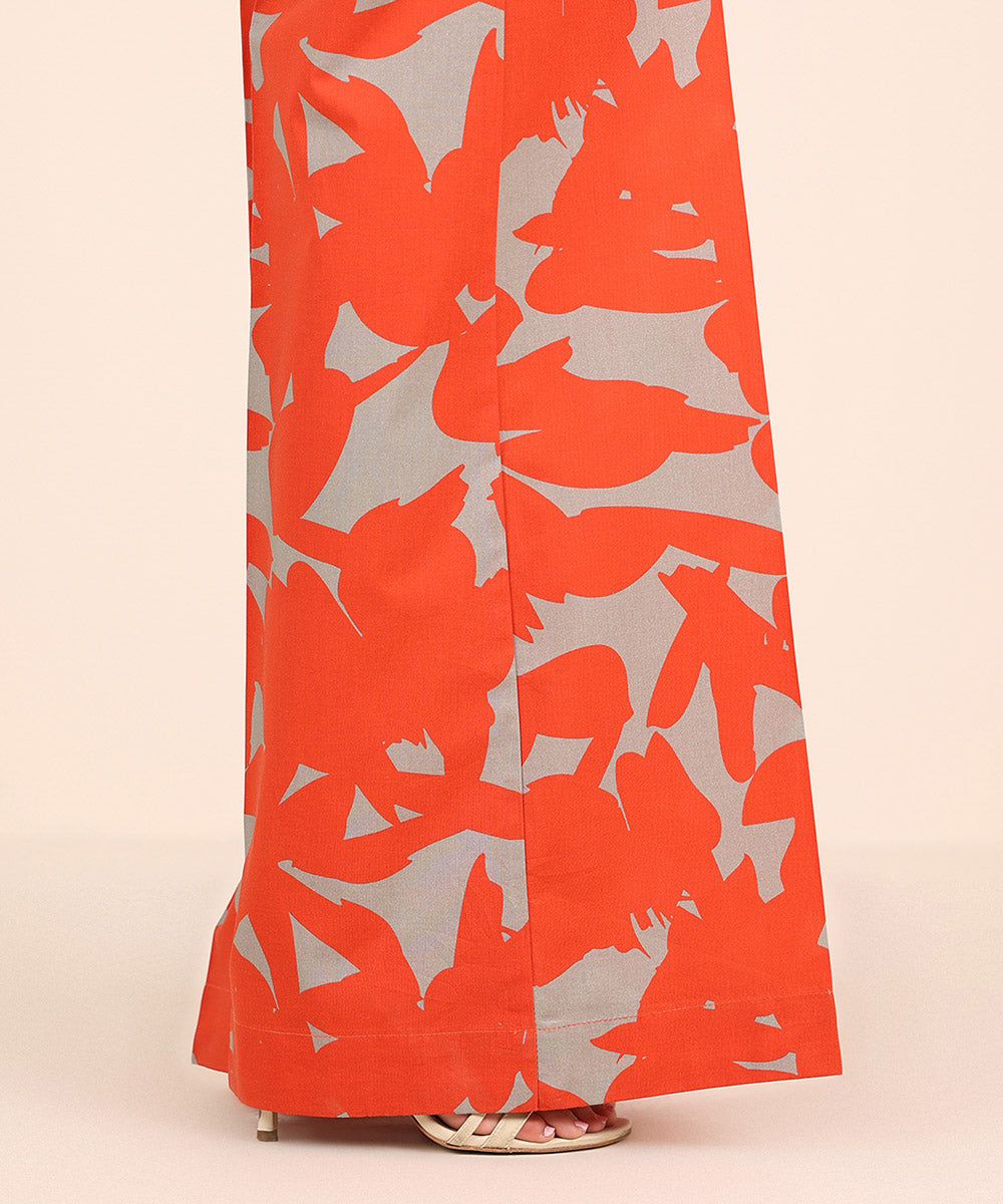 Women's RTW Cambric Red Printed Flared Pants