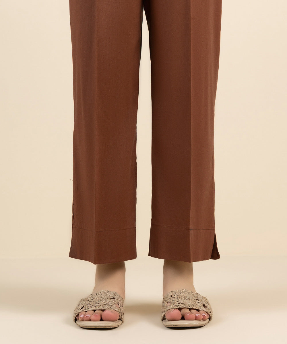 Cotton Viscose Straight Pants