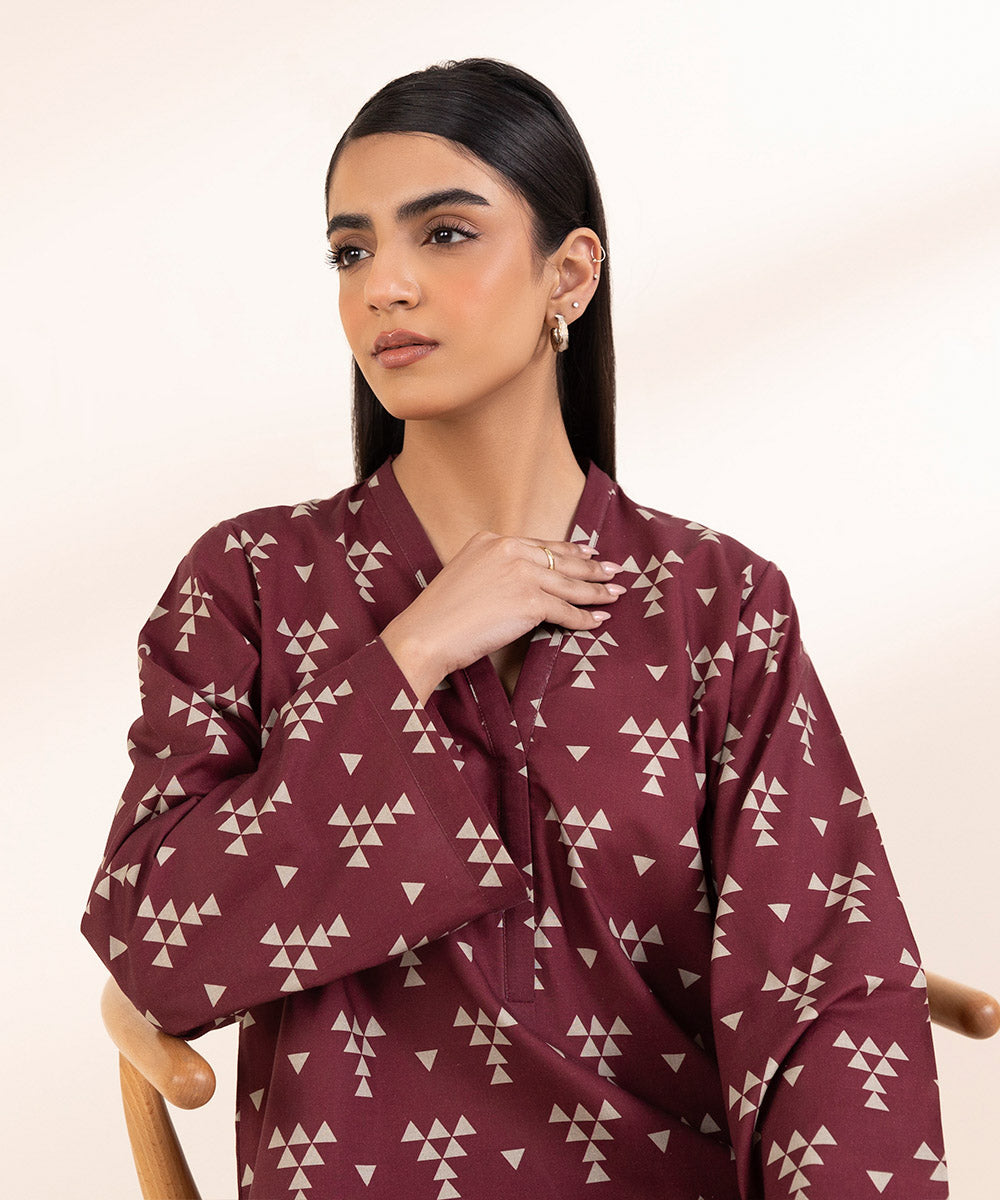 Women's Pret Lawn Red Printed A-Line Shirt