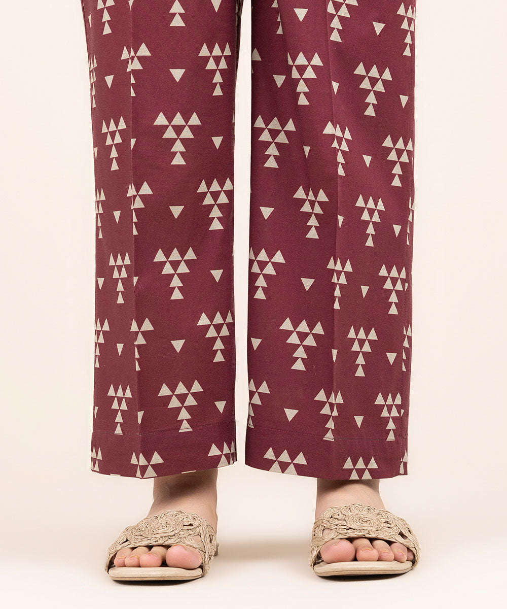 Printed Cambric Straight Pants