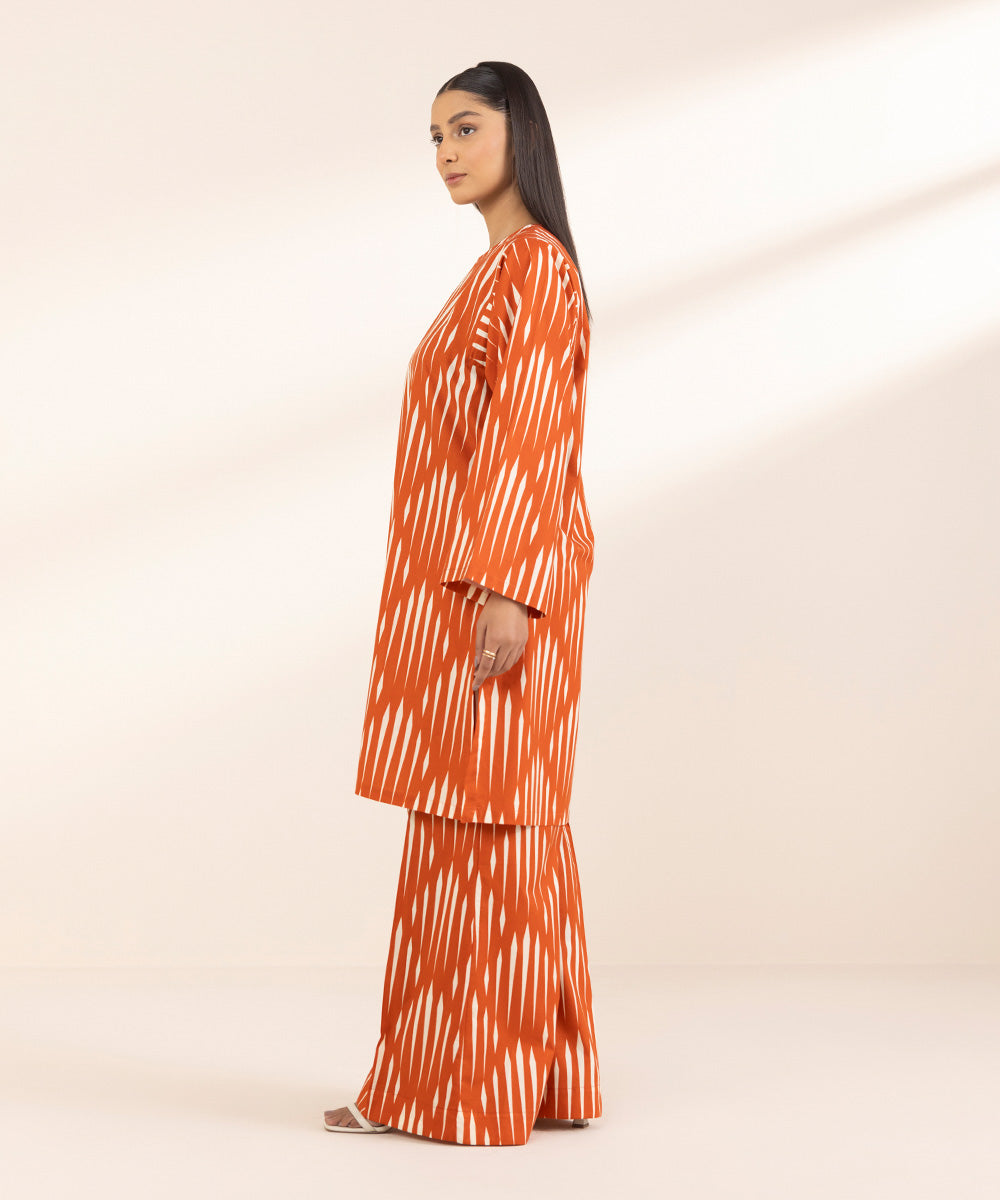 Women's Pret Lawn Orange Printed Boxy Shirt