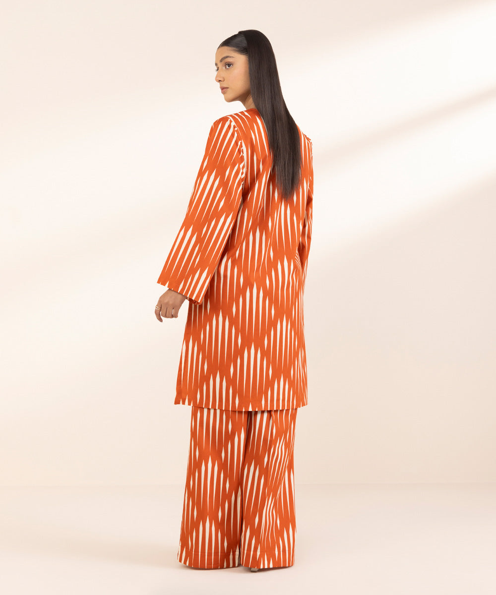 Women's Pret Lawn Orange Printed Boxy Shirt