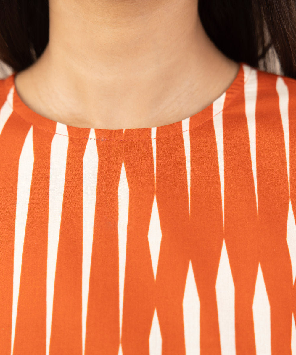 Women's Pret Lawn Orange Printed Boxy Shirt