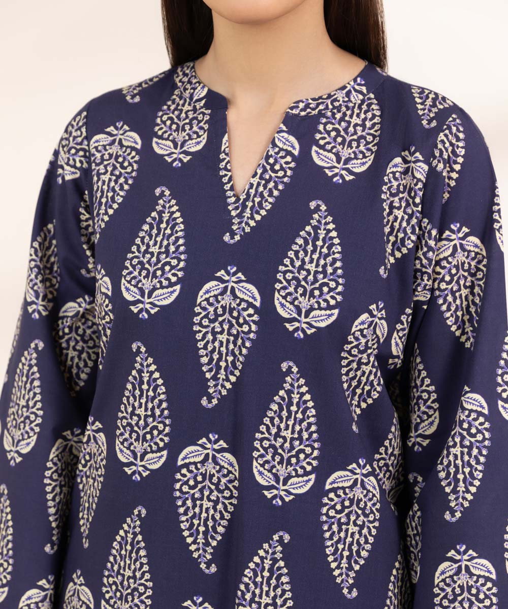 Women's Pret Cambric Purple Printed A-Line Shirt