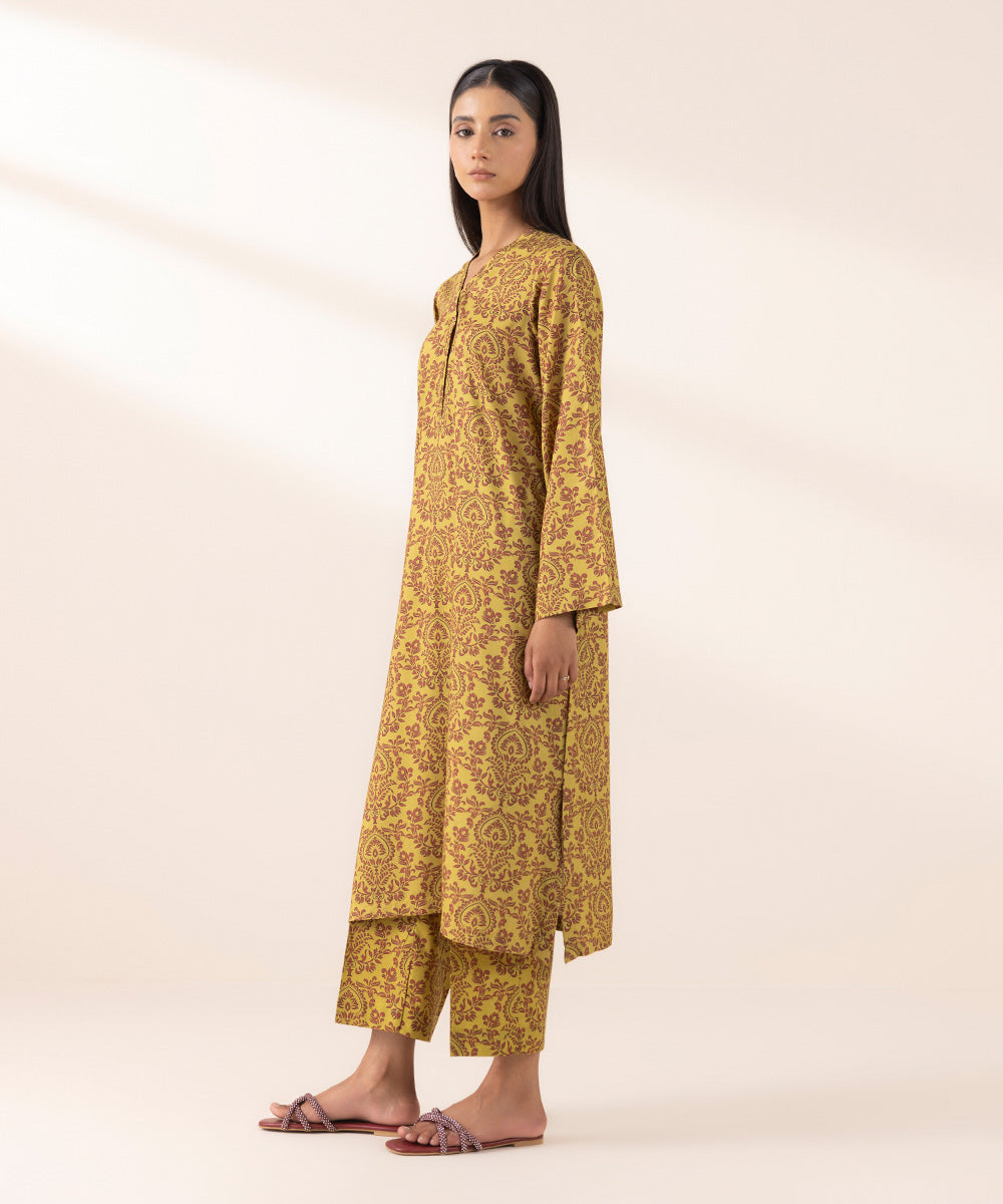 Women's Pret Arabic Lawn Yellow Printed A-Line Shirt