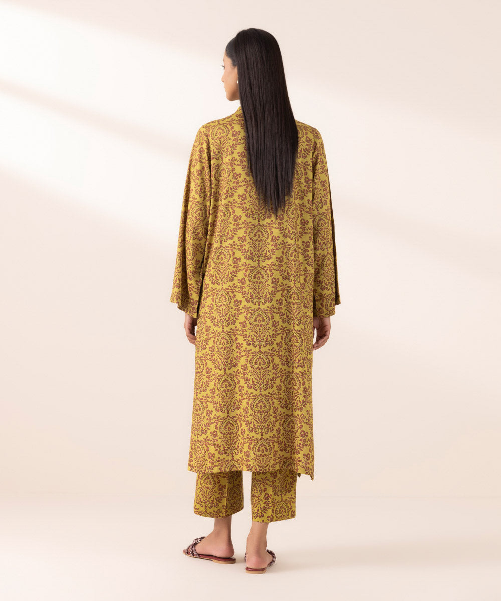 Women's Pret Arabic Lawn Yellow Printed A-Line Shirt