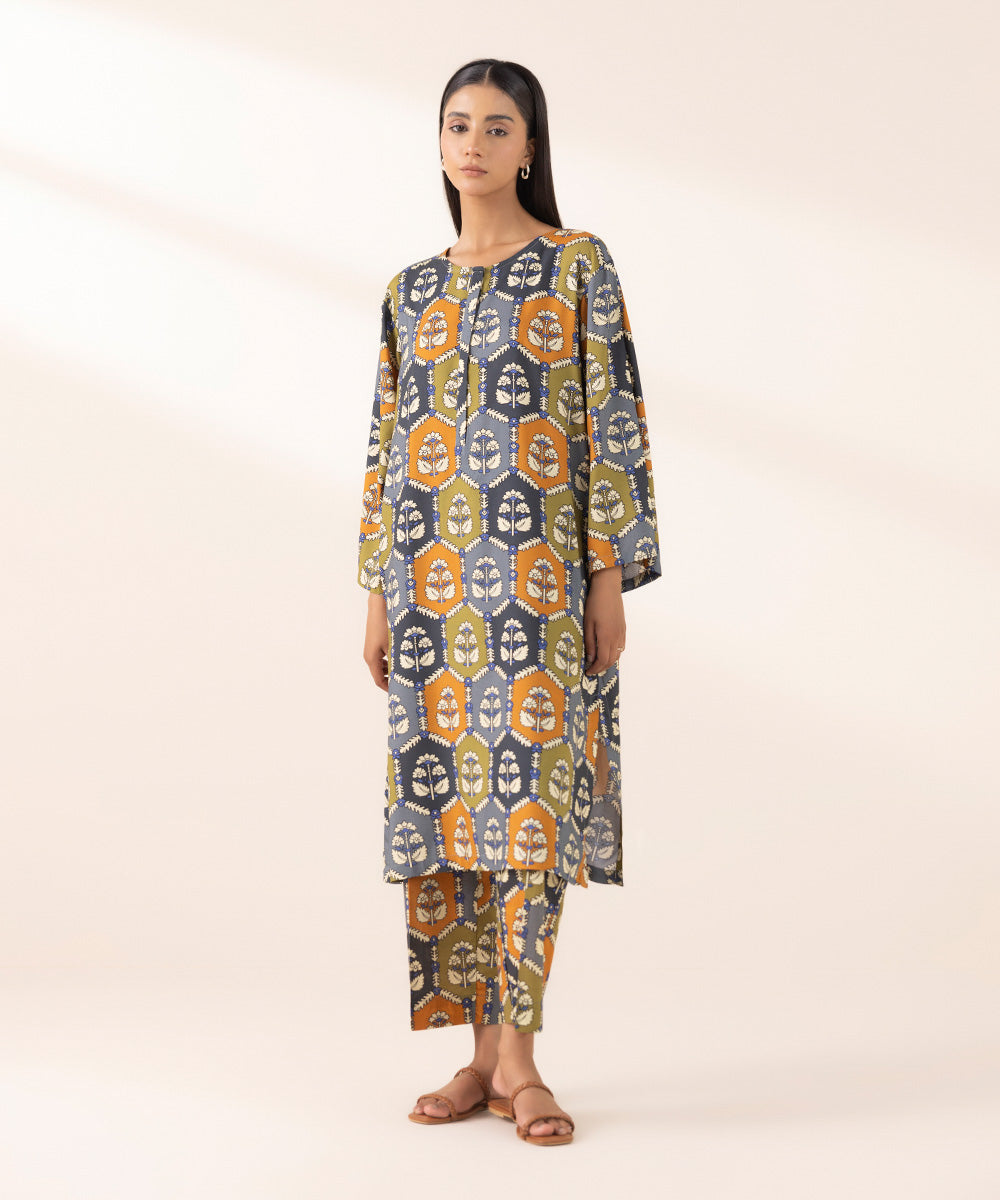 Women's Pret Arabic Lawn Multi Printed Straight Shirt