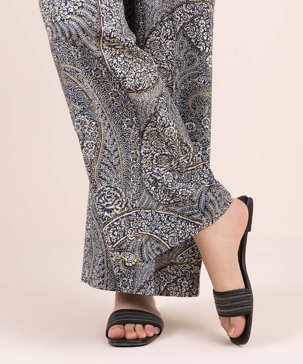 Women's Pret Cambric Blue Printed Culottes