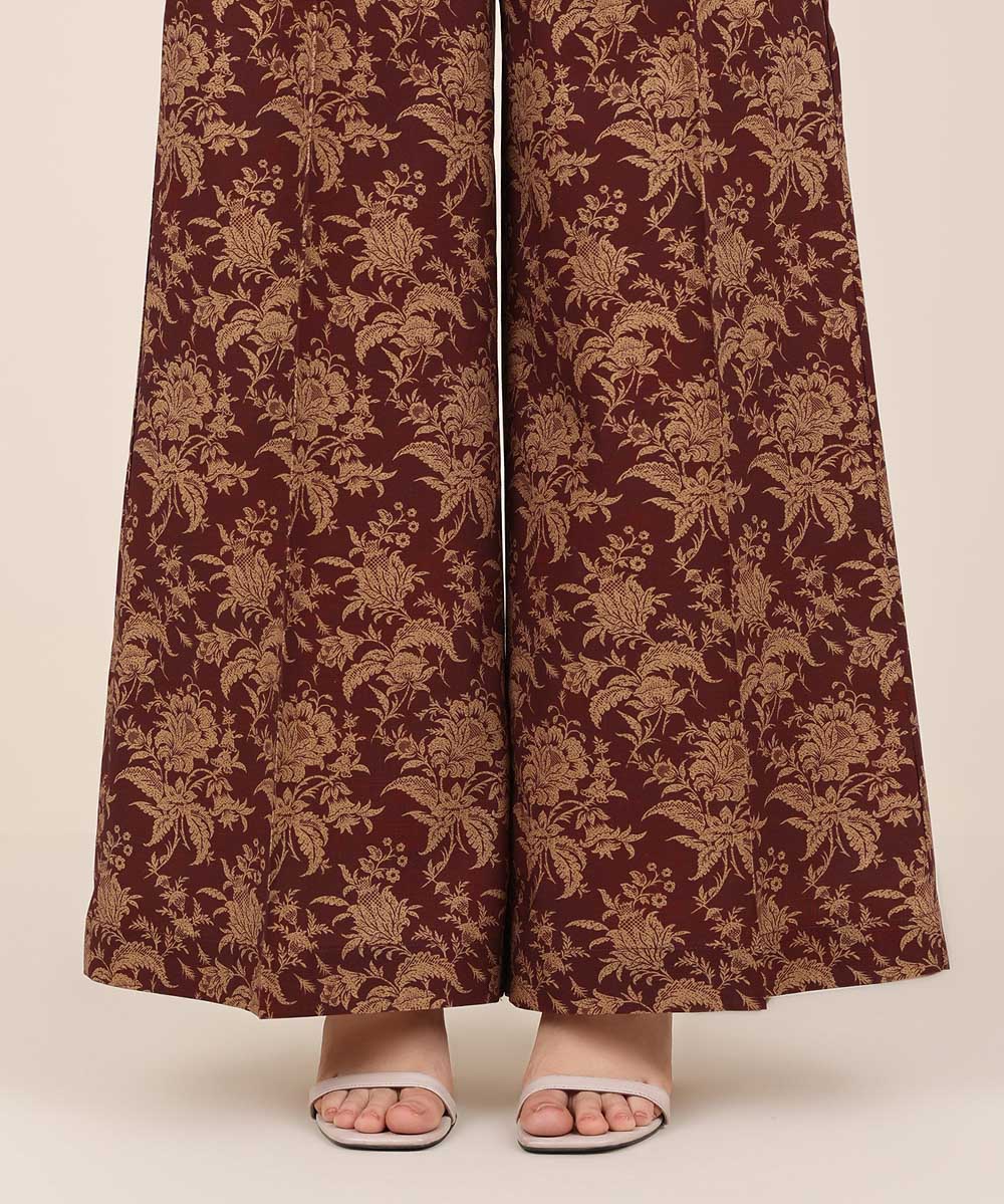 Women's RTW Cambric Red Printed Flared Pants