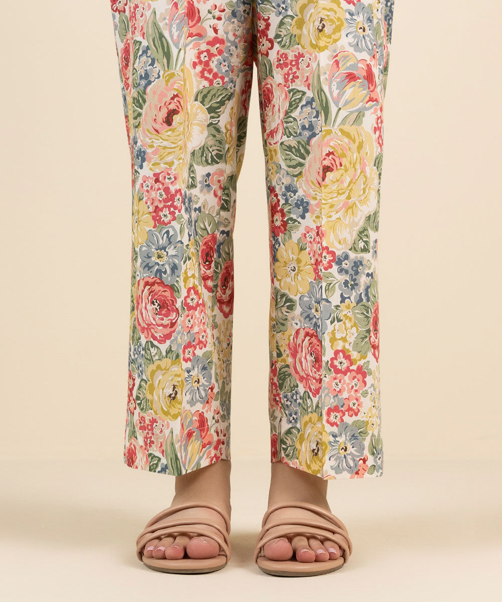 Printed Cambric Straight Pants