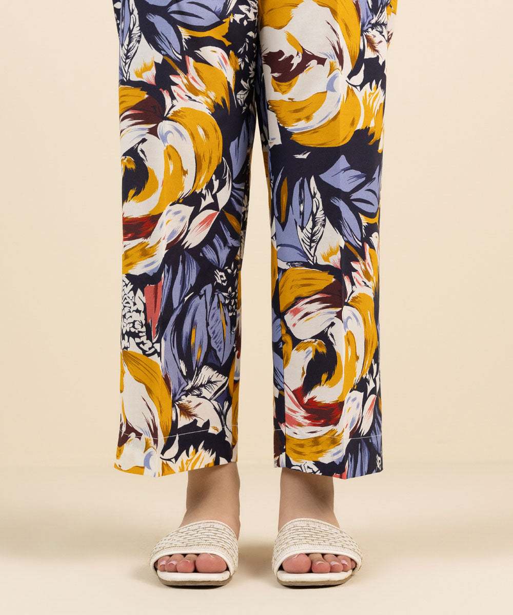 Printed Cambric Straight Pants