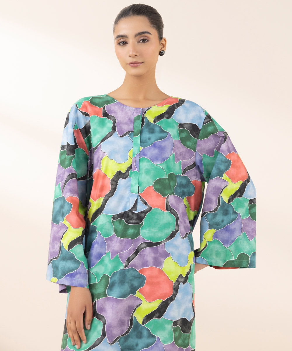 Women's Pret Cambric Printed Multi A-Line Shirt